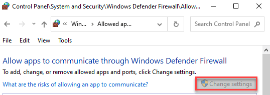 Изменить настройки Мин.