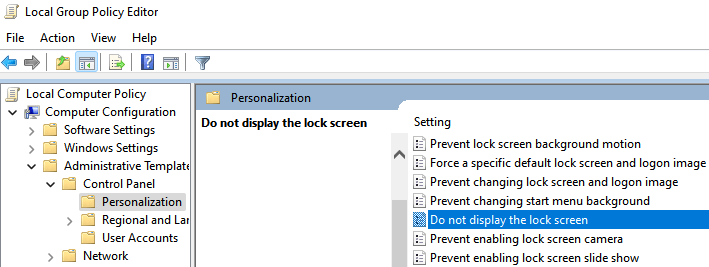 Do Not Display Lockscreen Min