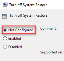 Not Configured Min