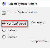 system restore is disabled by your system administrator