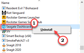 uninstall seagate dashboard windows 10