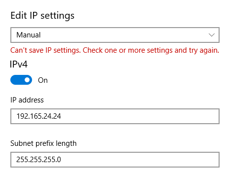 Ip Settings Error