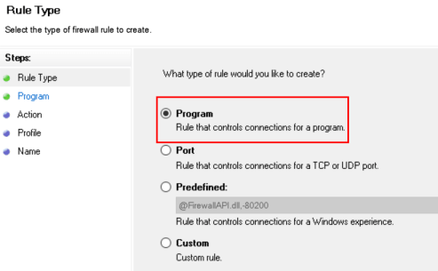 Obs Защитник Windows Новый тип правила Мин.