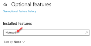Optional features Installed features