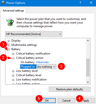 Power Options Advanced Settings