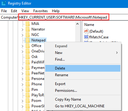 Regedit Notepad Hapus