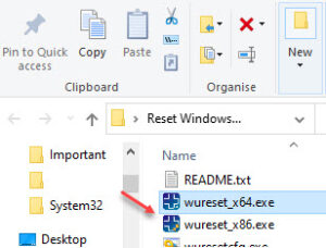 Reset Windows Update Tool Folder Wureset X64.exe Run