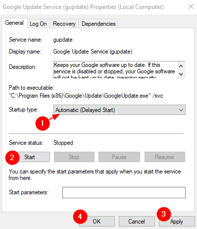 Restart Google Update Service