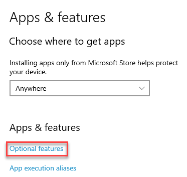 Settings Apps Apps & Features Optional Features