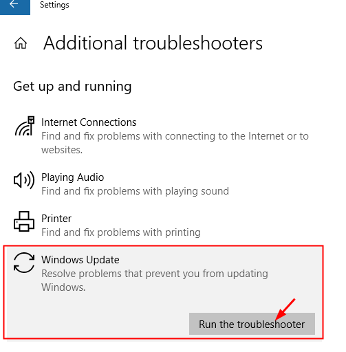 Troubleshooter Windows Update