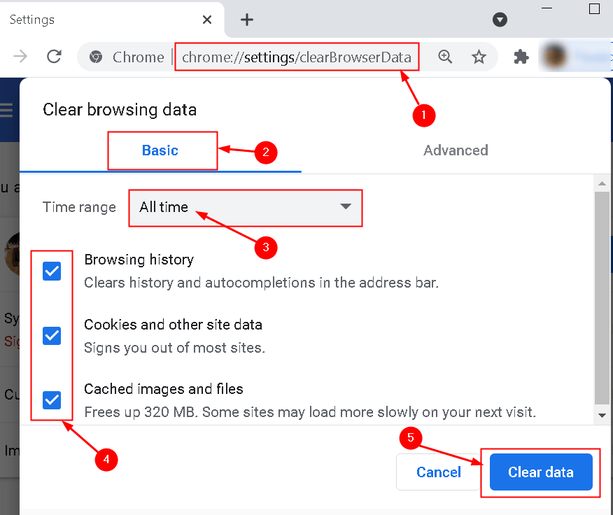 Chrome Очистить минимальные данные о просмотре