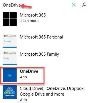 Поиск в Microsoft Store Приложение Onedrive Onedrive