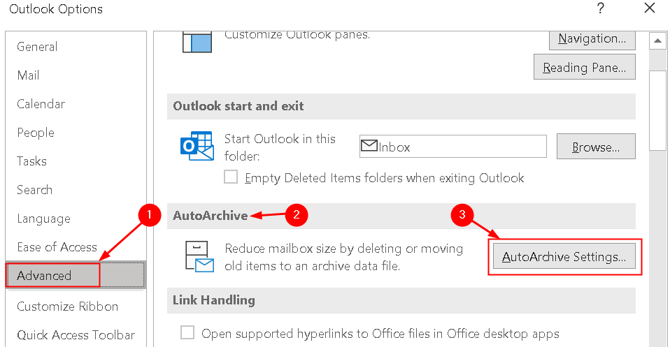 Outlook Advances Autoarchive Settings Min