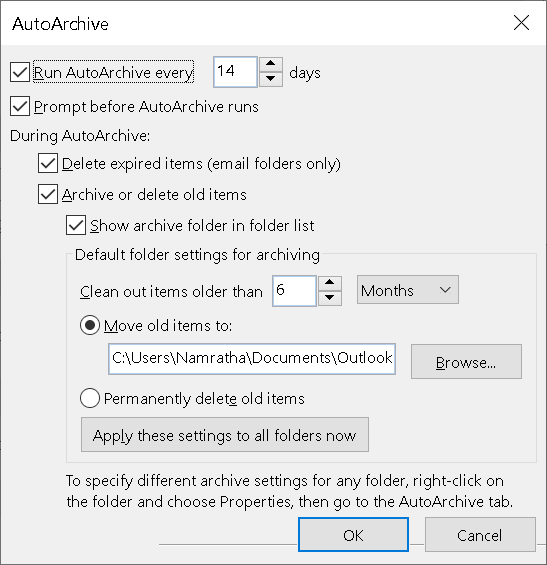 disable auto archive outlook 2016 local group policy