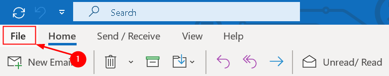 Outlook File Menu Min