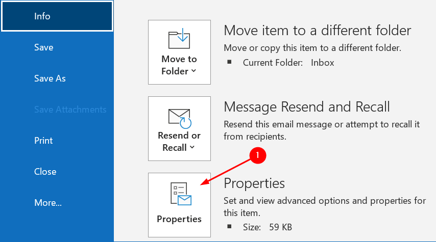 Message properties. AUTOARCHIVE in Outlook 2021.