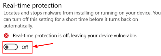 Real Time Protection Toggle Off Min