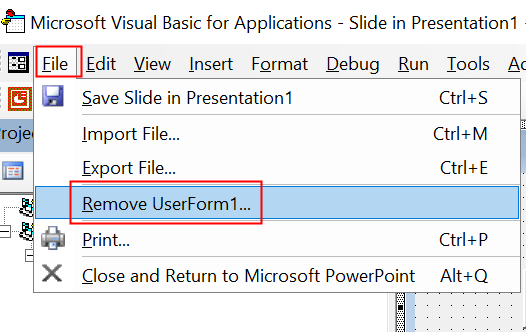 Форма удаления Visual Basic мин.