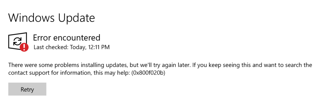 How to fix the Windows Update Error 0x800f020b