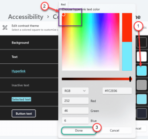 How to edit and use your own Contrast theme in Windows 11