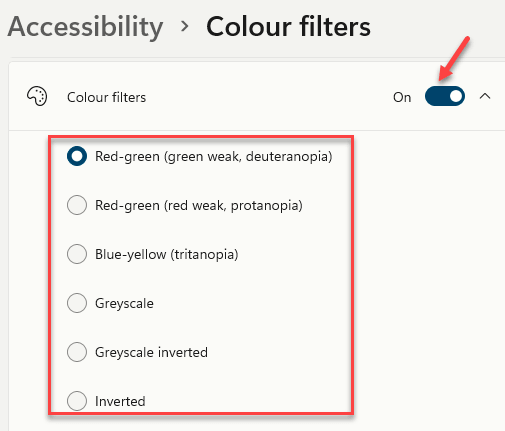 Accessibility Colour Filters Select From The List Of Preset Filters Min