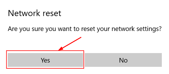 Confirm Network Reset Min