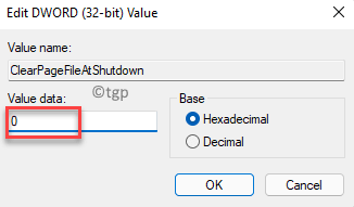 Edit Dword (32 Bit) Value Value Data 0 Ok Min