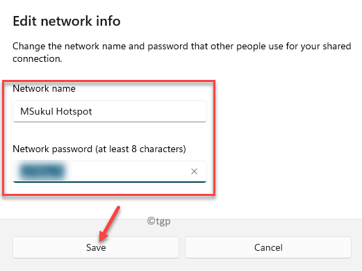 Edit Network Info Network Name Network Password