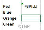 Excel Spill Error Obstructing Cell Being Highlighted