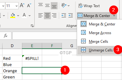 Excel Spill Error Unmerge The Cells