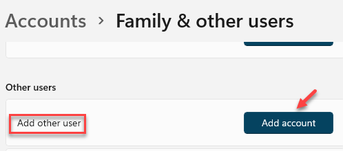 Family & Other Users Add Other User Add Account