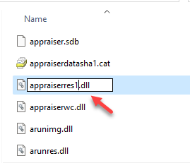 File Explorer Navigate To Sources Rename Appraiserres.dll To Appraiserres1.dll Ok