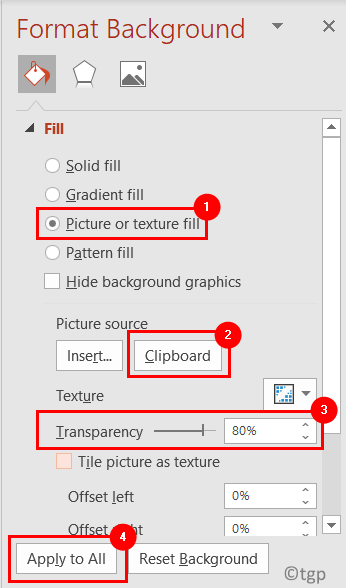 Format Background Settings Transparency Min