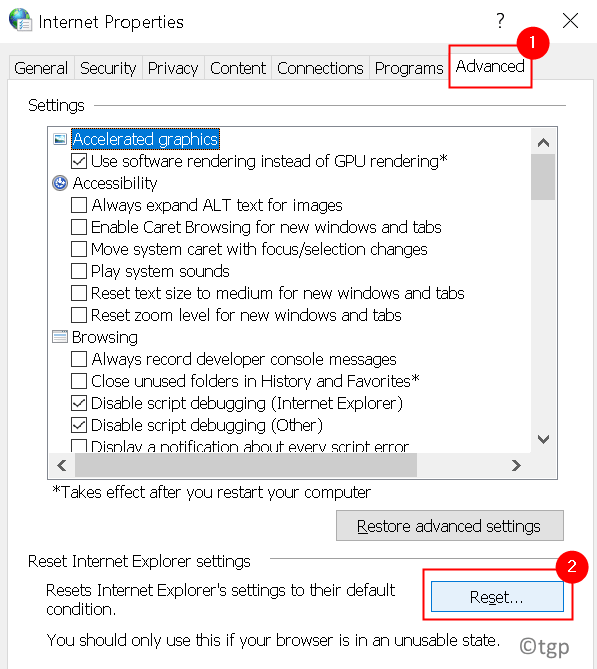 Internet Properties Advanced Reset Min