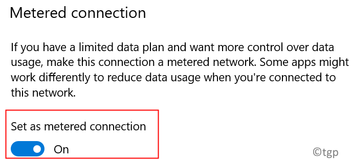 Metered Connection On Min