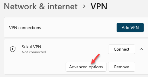 Network & Internet Vpn Select Vpn Advanced Options