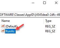 Registry Editor Appid Right Side Runas
