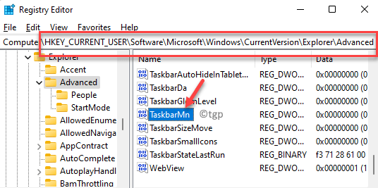 Registry Editor Navigate To Path Advanced Right Side Taskbarmn Double Click Min
