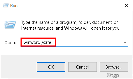 Запустите Microsoft Word Min
