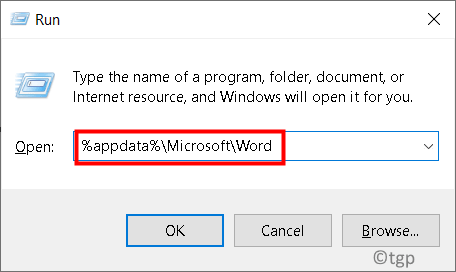 Запустить приложение Appdata Word Min