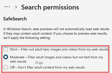 Search Permissions Safesearch Select From Strict, Moderate Or Off Min