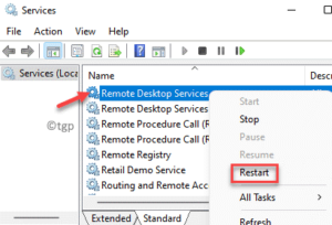 Services Remote Desktop Services Right Click Restart Min