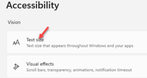 Settings Accessibility Text Size