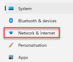 Settings Network & Internet