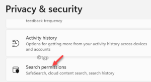 Settings Privacy & Security Windows Permissions Search Permissions Min