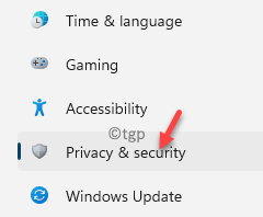 Settings Left Side Privacy & Security
