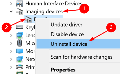 Uninstall Imaging Device Min