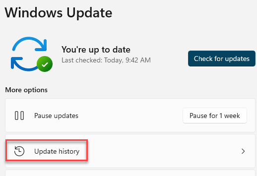 Windows Update Update History