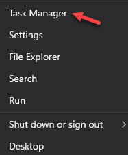 Значок Windows Щелкните правой кнопкой мыши диспетчер задач