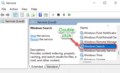 Минимум постоянного тока Windows Search